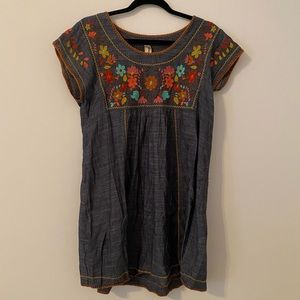 Uncle Frank Embroidered Chambray Dress Size Small